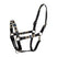 Equestro Leather Halter With Geometric Pattern #colour_black
