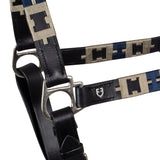 Equestro Leather Halter With Geometric Pattern #colour_black