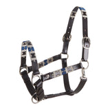 Equestro Leather Halter With Geometric Pattern #colour_brown