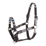 Equestro Leather Halter With Geometric Pattern #colour_brown