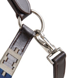 Equestro Leather Halter With Geometric Pattern #colour_brown