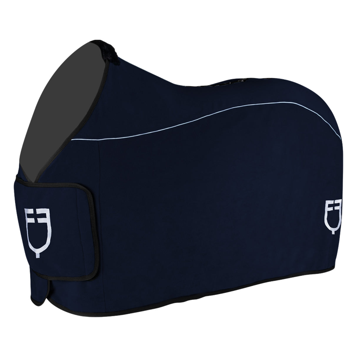 Equestro Fleece Rug With Flap Front Closure #colour_blue