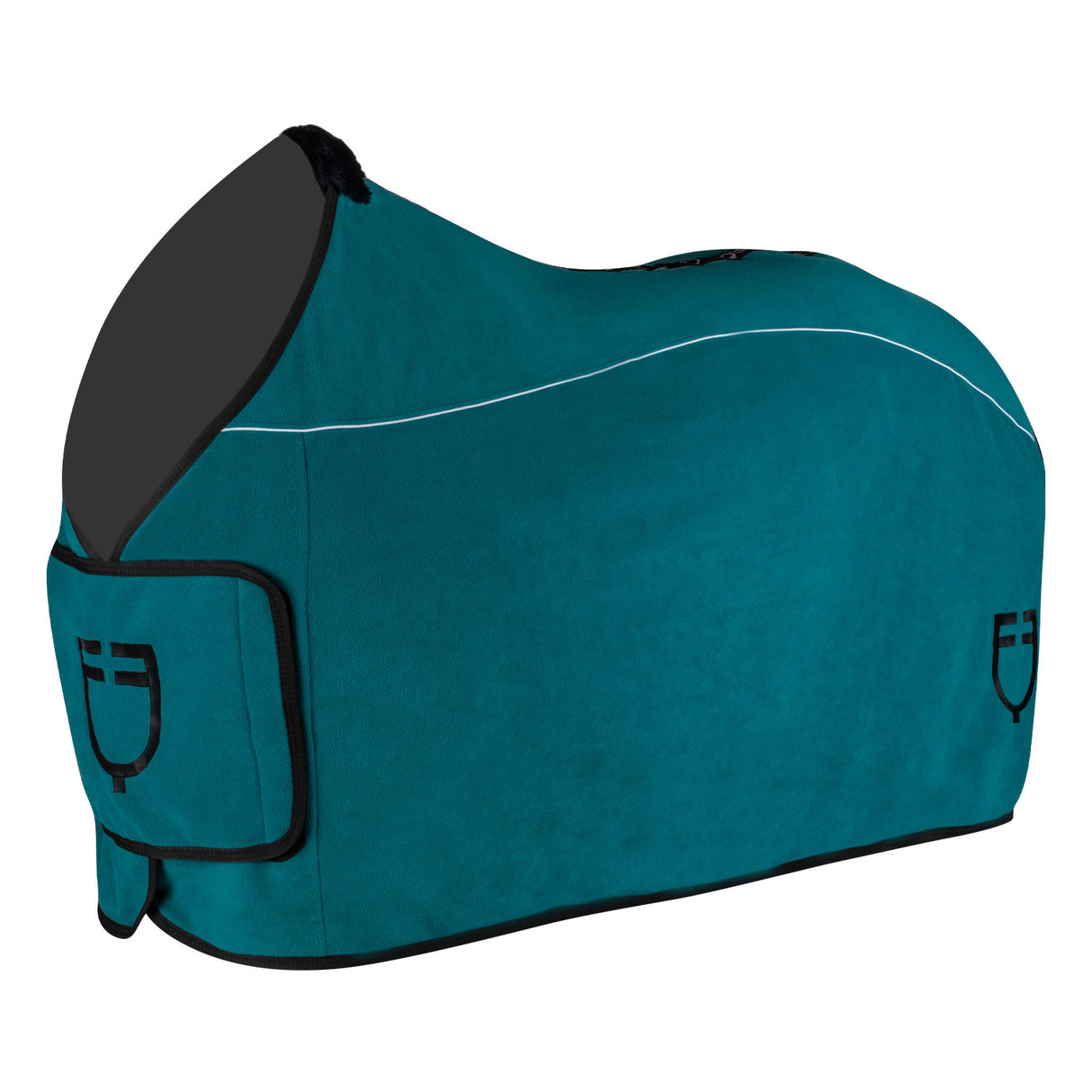 Equestro Fleece Rug With Flap Front Closure #colour_green