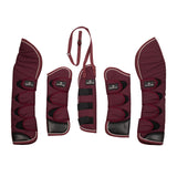 Equestro Travelling Boots Set And Tail Guard With Rubber Patch #colour_burgundy