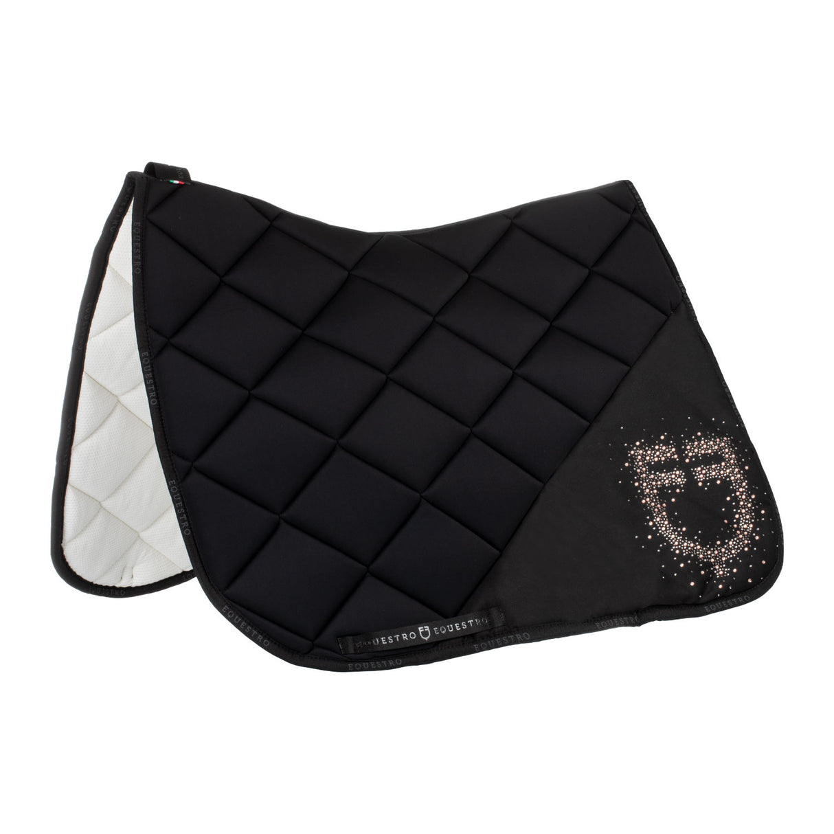 Equestro Dressage Saddle Pad Rhinestone Logo #colour_black