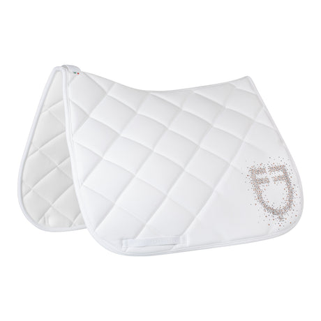 Equestro Dressage Saddle Pad Rhinestone Logo #colour_white