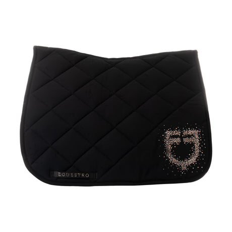 Equestro Dressage Saddle Pad With Rhinestone Logo #colour_black