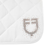 Equestro Dressage Saddle Pad With Rhinestone Logo #colour_white