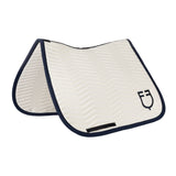 Equestro Wave Quilting Dressage Saddle Pad In Technical Fabric #colour_blue-white