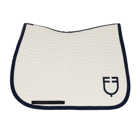 Equestro Wave Quilting Dressage Saddle Pad In Technical Fabric #colour_blue-white