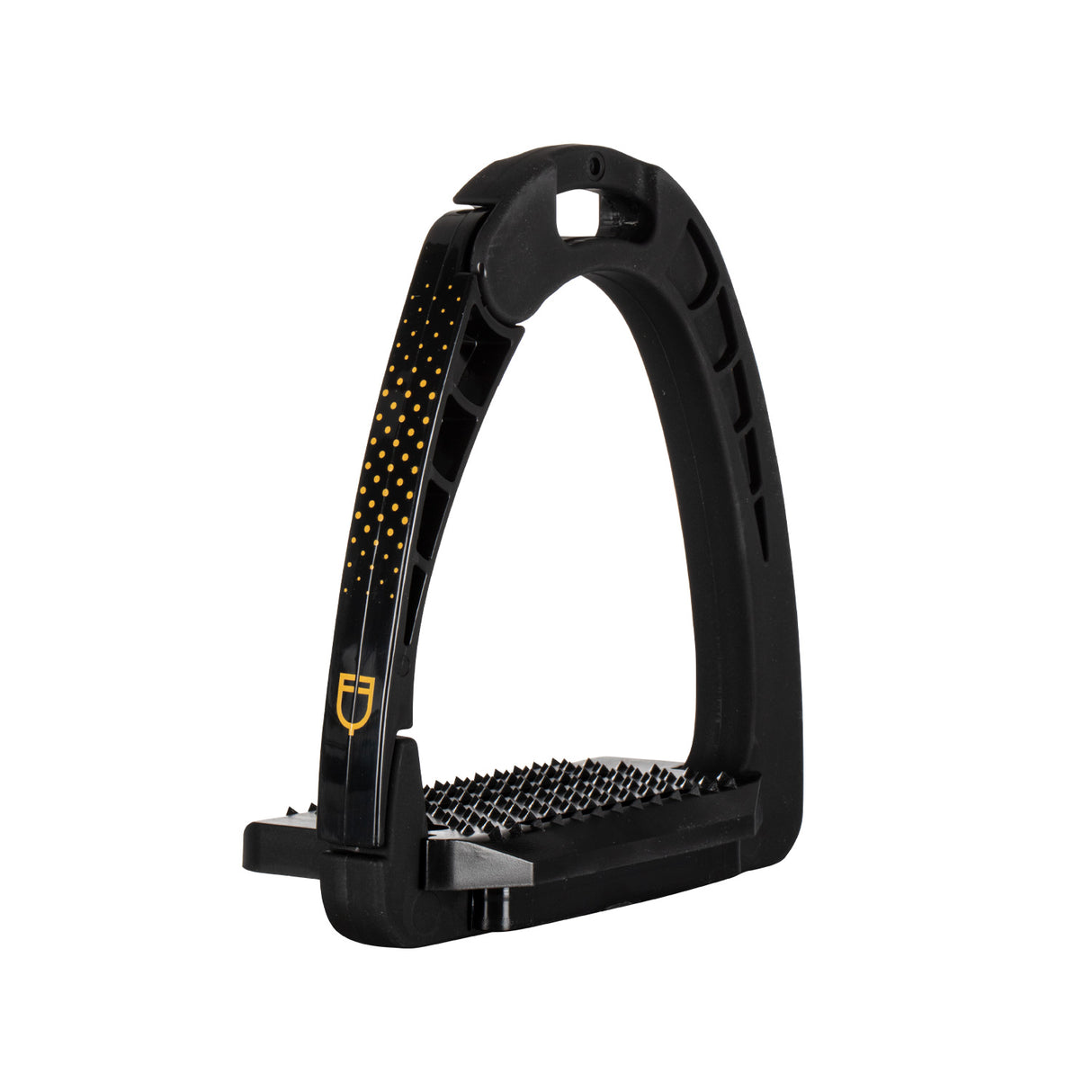 Equestro Junior Stirrups Side Opening And Wide Tread #colour_black