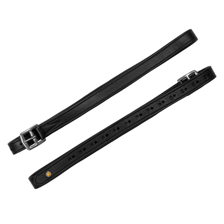 Equestro Leather Stirrup Leathers With Numbered Holes #colour_black