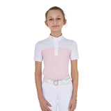 Equestro Girls' Slim Fit Competition Polo Shirt With Perforated Fabric #colour_pink