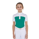 Equestro Girls' Slim Fit Competition Polo Shirt With Perforated Fabric #colour_green