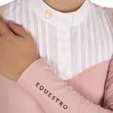 Equestro Girls' Slim Fit Competiton Polo Shirt Rhinestones #colour_pink