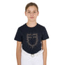 Equestro Girls' Slim Fit T-Shirt Rose Glitter Logo #colour_navy