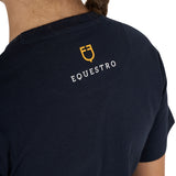 Equestro Girls' Slim Fit T-Shirt Rose Glitter Logo #colour_navy