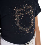 Equestro Girls' Slim Fit T-Shirt Rose Glitter Logo #colour_navy