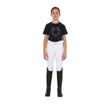 Equestro Girls' Slim Fit T-Shirt Rose Glitter Logo #colour_navy