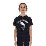 Equestro Girls' Jumping Horse Club Cotton T-Shirt #colour_black