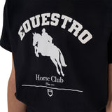 Equestro Girls' Jumping Horse Club Cotton T-Shirt #colour_black