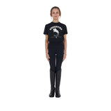 Equestro Girls' Jumping Horse Club Cotton T-Shirt #colour_black