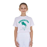 Equestro Girls' Jumping Horse Club Cotton T-Shirt #colour_white