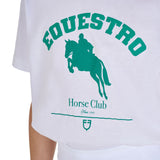 Equestro Girls' Jumping Horse Club Cotton T-Shirt #colour_white