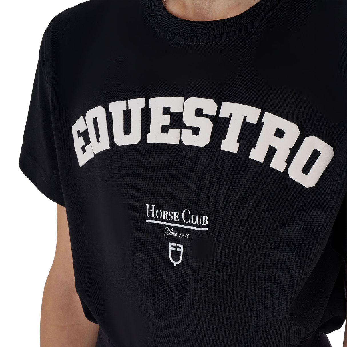 Equestro Girls' Horse Club Cotton T-Shirt #colour_black