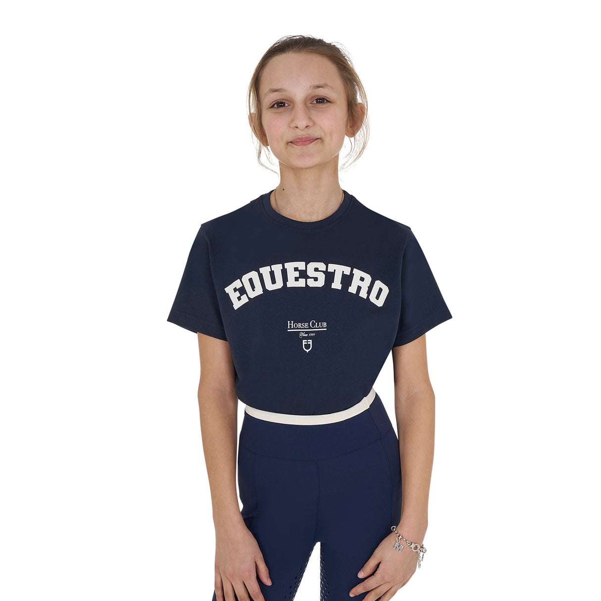 Equestro Girls' Horse Club Cotton T-Shirt #colour_blue