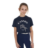 Equestro Girls' Cannes Cotton T-Shirt With Rhinestones #colour_blue
