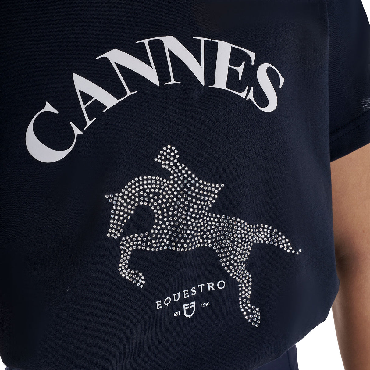 Equestro Girls' Cannes Cotton T-Shirt With Rhinestones #colour_blue