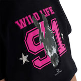 Equestro Girls' Wild Life Cotton T-Shirt With Print