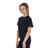 Equestro Girls' Basic Cotton T-Shirt With Tone On Tone Logo #colour_black