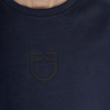 Equestro Girls' Basic Cotton T-Shirt With Tone On Tone Logo #colour_blue