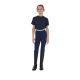 Equestro Girls' Basic Cotton T-Shirt With Tone On Tone Logo #colour_blue