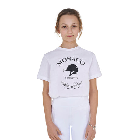 Equestro Girls' Monaco Cotton T-Shirt With Rhinestones #olour_white
