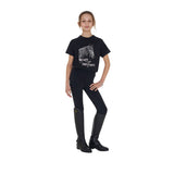 Equestro Girls' Ready To The Party Cotton T-Shirt With Rhinestones #colour_black