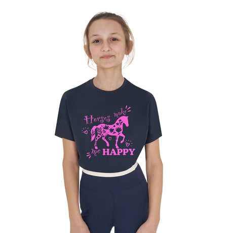 Girls' Horses Make Me Happy cotton T-shirt