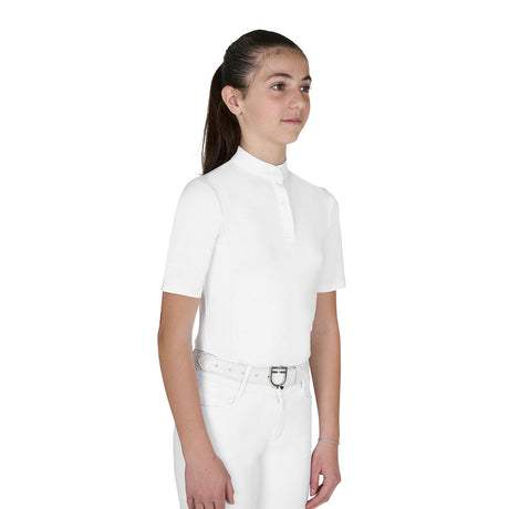 Girls' slim fit competition polo shirt with buttons
