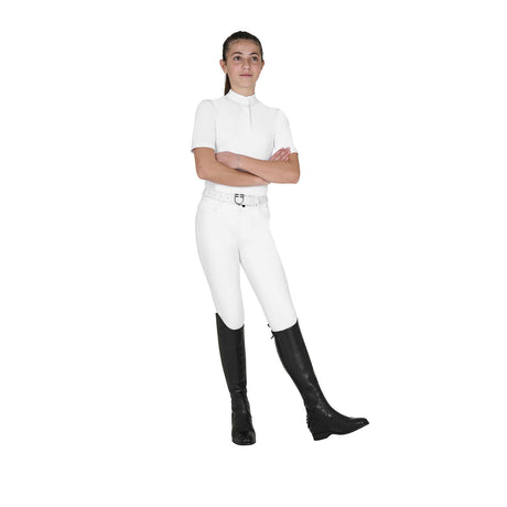 Girls' slim fit competition polo shirt with buttons