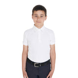 Equestro Boys' Slim Fit Competition Polo Shirt Four-Buttons #colour_white