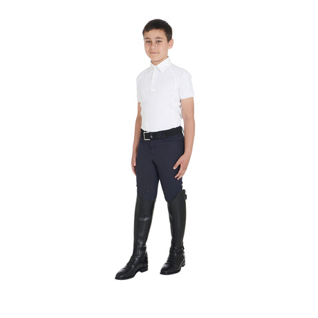 Equestro Boys' Slim Fit Competition Polo Shirt Four-Buttons #colour_white
