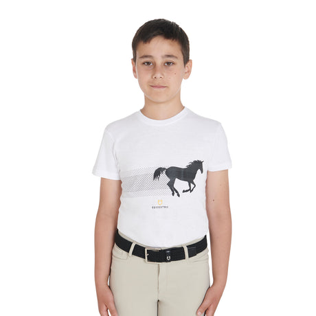 Equestro Boys' Slim Fit T-Shirt With Race Horse