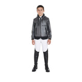 Equestro Kids' Windproof Zip Hooded Raincoat #colour_grey