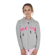 Equestro Kids' Hoodie With Zip And Sponge Lettering #colour_grey-fucsia