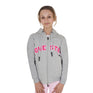 Equestro Kids' Hoodie With Zip And Sponge Lettering #colour_grey-fucsia