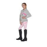 Equestro Kids' Hoodie With Zip And Sponge Lettering #colour_grey-fucsia