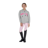 Equestro Kids' Hoodie With Zip And Sponge Lettering #colour_grey-fucsia