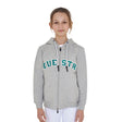 Equestro Kids' Hoodie With Zip And Sponge Lettering #colour_grey-green